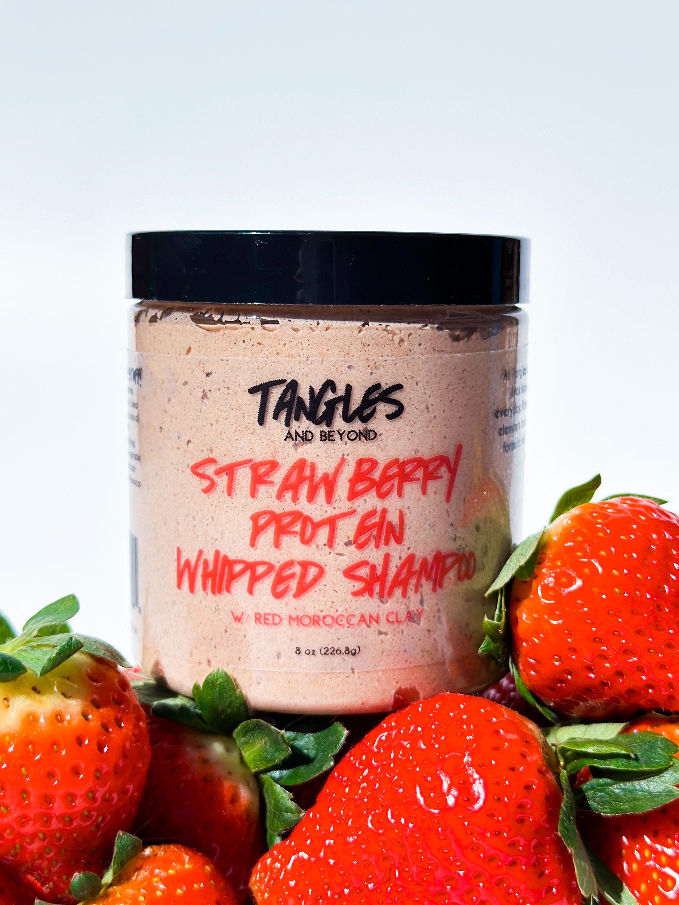 Strawberry Protein Whipped Shampoo w Moroccan Red Clay-For Deep Clarifying